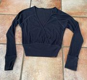 Spiritual gangster, ribbed faux wrap, front, long sleeve size xs