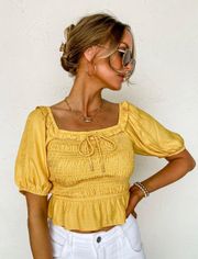 Smocked Yellow Crop Top