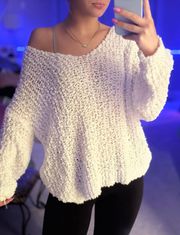 Knitted off shoulder sweater