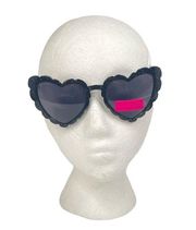 Betsey Johnson Heart Sunglasses Black Silver Glitter