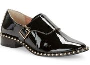 Adrianna Papell Black Patent Leather Studded Loafers size 8.5