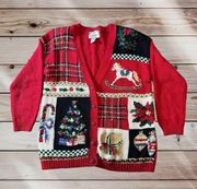 Tiara Cardigan Christmas Sweater Womens‎ M Embroidered Christmas Tree Vintage