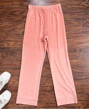 St John Sport • vintage pull-on faux suede pants peach coral wide leg leisure