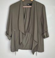 Zara Olive Green Drape Parka Jacket Small XS