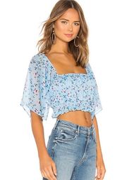 Tularosa Rosie Top Cropped in Carolina Blue Floral Women’s size L