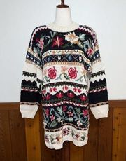 Adorable Vintage 90s Heirloom Collectibles Ramie Cotton Tunic Sweater!