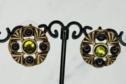 Chico's Gold Tone Rhinestone Studded Post Earrings Pierced Pair