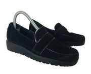 Stuart Weitzman Black Penny Loafers Suede‎  Dark Academia shoes 6.5