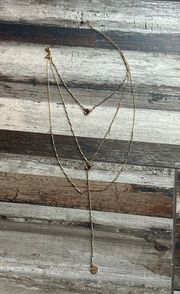 Three layer gold and grey necklace 