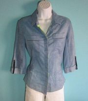 Elie Tahari Womens Blue Blouse Size S