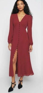 Reformation Brogan Midi Dress Red