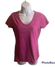 Womens Striped Top Shirt Size Medium Short Sleeve