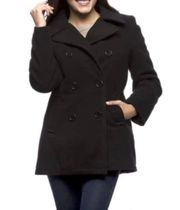 Pea Coat Women's Black Wool blend Black Peacoat Double Breast M