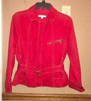 Cabi First Mate Nautical Belted Utility Jacket Red Medium