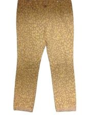 NEW Ann Taylor LOFT Yellow Tan Animal Print Straight Leg Cuffed Cropped Jeans 6P