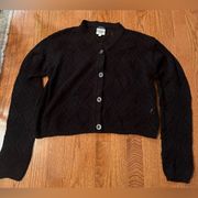 Vintage cousin johnny dark brown with a bronze hue crochet cardigan size large l