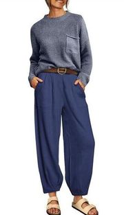 NEW Blue Casual lounge Oversized Thick Pants L