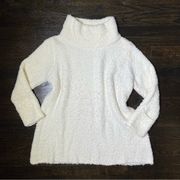 Soft Surroundings L/XL Cream Nubby Knit Wool Blend Oversized Turtleneck Sweater