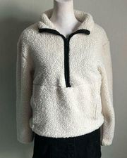 No Boundaries Juniors Cozy Faux Shearling Pullover Jacket With Kangaroo Pocket