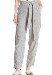 Max Studio Linen Blend Striped Pants, Tie Waist XS