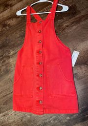 NWT Red Button Up Overall Dress