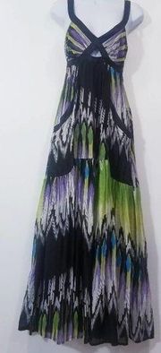 Bebe Midriff Printed Maxi Dress