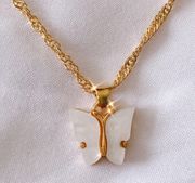 White Butterfly Necklace