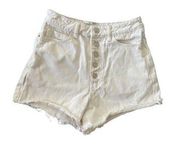 ZARA  High Waist Cut Out White Denim Shorts Sz 4