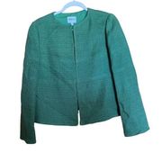 Armani Collezioni Italy Size 8 Green Tweed Hook Closure Career Blazer Jacket