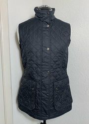 Peter Millar womens navy blue diamond quilted two pocket full zip & snap vest S