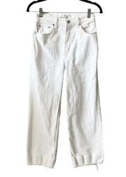 Abercrombie & Fitch White The Crop Wide Leg Ultra High Rise Jeans