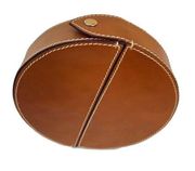 Zara Studio Oval Brown Leather Minaudiere Clutch 8150 NWOT
