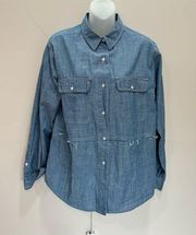 We The Free Chambray Button Down Blue Top shirt lightweight size Small