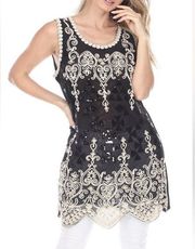 NWT! SIMPLY COUTURE Sleeveless Soutache Mesh Tunic Mini Dress Medium