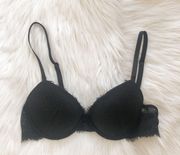 Black lace underwire bra