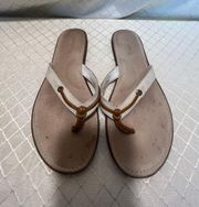 Sperry Top Sider Sandals Womens 7 Thong Flip Flops Beige Leather Flats Casual