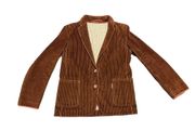 Vintage 70s brown corduroy double button fitted blazer size medium