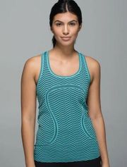 Lululemon  Run Swiftly Tech Racerback Tank Top Heathered Blue Tropics Size 4