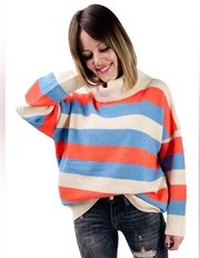 POL Color block turtle neck oversized sweater