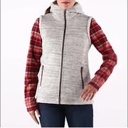 Kuhl Heathered Grey Alaska Hooded Sherpa Lined Zip Up Vest Small Pockets # 4211