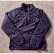 Athleta Women’s Winter Jacket Purple quarter zip Quilted Patterns Sz Large