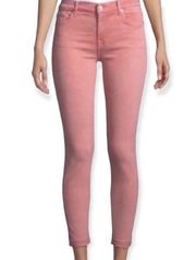 Seven7 Mid-Rise Ankle Skinny Rose Pink Raw Hem Jeans