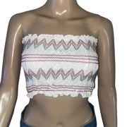 Smocked Embroidered Tube Top