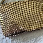 WHITING & DAVIS gold crossbody purse