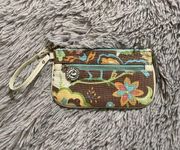 Spartina 449 Linen Leather Wristlet Bag Purse Clutch Floral Y2K Boho Colorful