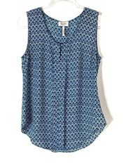 Laundry by Shelli Segal | Blue Diamond Pattern Polyester Tank S