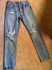 501 Distressed High-Waisted Jeans