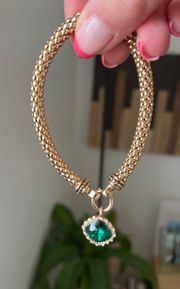 Gold Emerald Crystal Bracelet