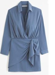 Abercrombie & Fitch Abercrombie Long Sleeve Wrap Shirt Dress Blue Large