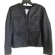 Jaclyn Smith Metallic Black Tweed Jacket. Size 8. EUC!